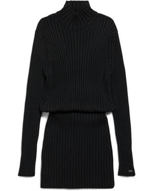 Balenciaga Cotton-Blend Hourglass Mini Dress - Black