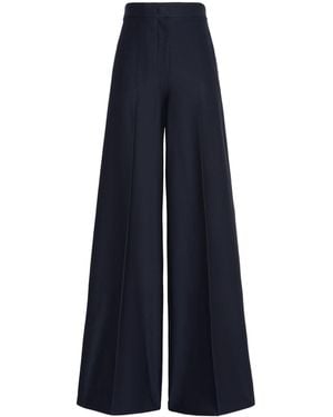 Max Mara Cotton Wide-Leg Trousers - Blue
