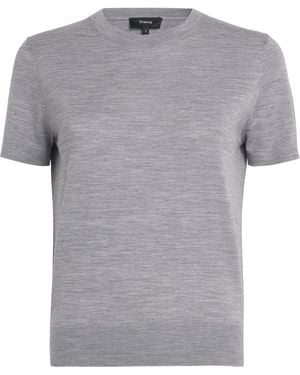 Theory Regal Wool Jumper T-Shirt - Grey