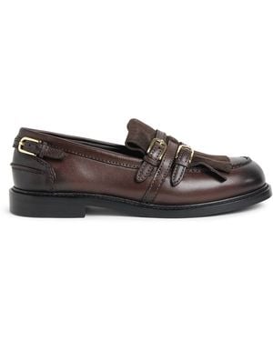 Sandro Leather Buckled Loafers - Brown