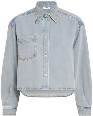 Sandro Denim Embellished Shirt - Blue