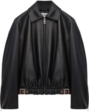 Loewe Leather Buckled Shirt Jacket - Black