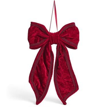 Luxury Garland Velvet Lace-Embellished Bow Tree Decoration - Red