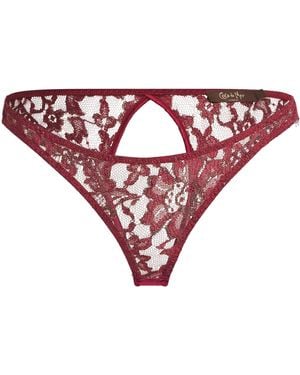 Coco De Mer Lace-Silk Naraya Open Thong - Red
