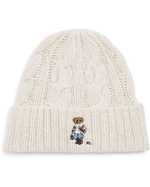 Polo Ralph Lauren Cable-Knit Polo Bear Beanie - Natural