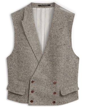 dunhill Wool Donegal Tweed Double-Breasted Waistcoat - Grey
