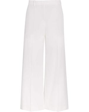 Eleventy Stretch-Cotton Cropped Wide-Leg Pants - White