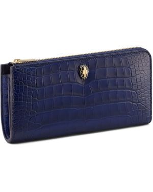 BVLGARI Large Alligator Leather Serpenti Forever Wallet - Blue