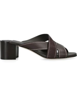 Tod's Suede T-Strap Heeled Mules 55 - Brown