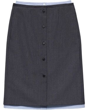 Prada Wool-Mohair Layered Midi Skirt - Blue