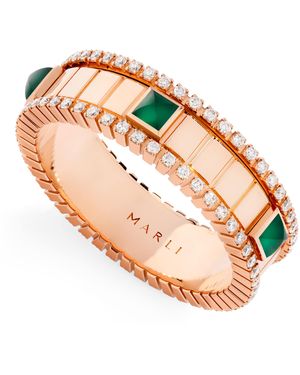 Marli New York Diamond And Agate Life Spinning Ring - Pink