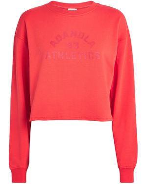 ADANOLA Cropped Raw-Hem Sweatshirt - Red