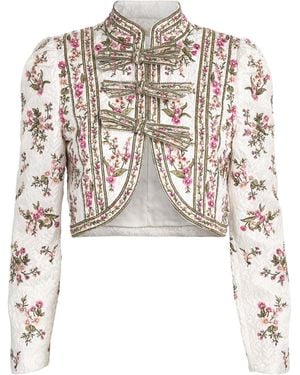 Alice + Olivia Embellished Ilaria Brocade Jacket - White