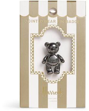 Harrods Jointed Bear Pin Badge - White
