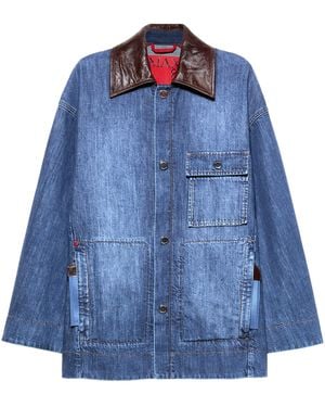 MAX&Co. Contrast-Collar Denim Jacket - Blue