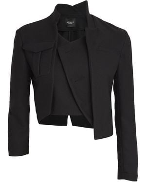 A.W.A.K.E. MODE Asymmetric Cropped Jacket - Black