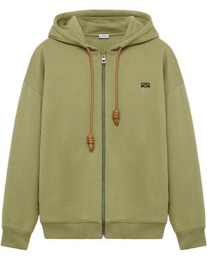 Loewe Cotton-Blend Anagram Hoodie - Green