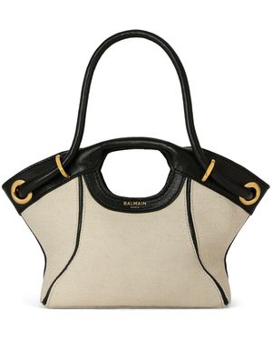 Balmain Small Canvas Tote Bag - Natural