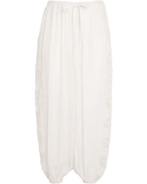 Sandro Crinkled Crepon Trousers - White