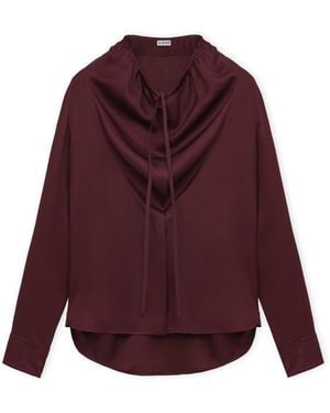 Loewe Silk-Blend Satin Blouse - Red