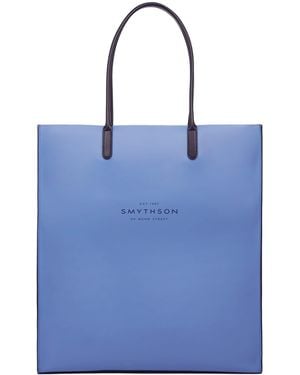 Smythson Mini Leather Kingly Tote Bag - Blue