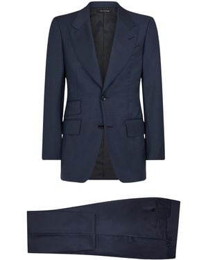 Tom Ford Wool Super 110S Sharkskin Shelton 2-Piece Suit - Blue