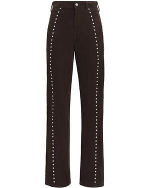 Polo Ralph Lauren Corduroy Studded Straight Trousers - Black