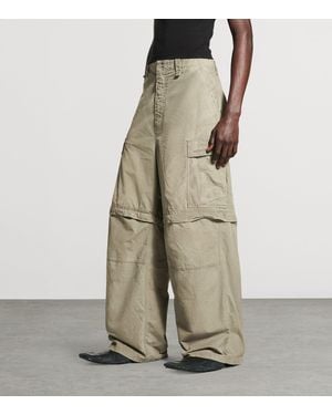 Balenciaga Cotton Distressed Cargo Trousers - Natural