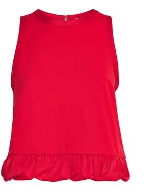 Sandro Cotton Ruffled Tank Top - Red