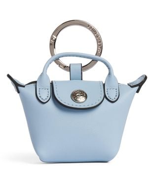 Longchamp Leather Le Pliage Xtra Keyring - Blue