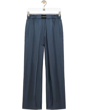 Loewe Silk-Blend Logo Waistband Pants - Blue