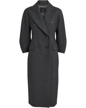 Max Mara Virgin Wool Double-Breasted Coat - Black