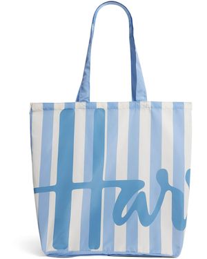 Harrods Logo Pocket Shopper Bag - Blue