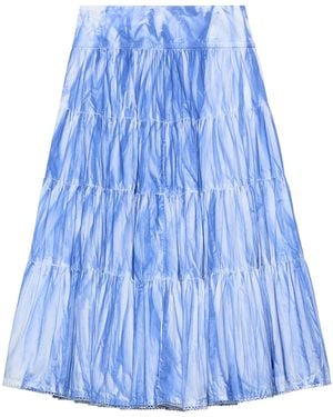 MAX&Co. Cotton Palomba Tiered Midi Skirt - Blue