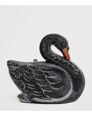 Judith Leiber Embellished Swan Clutch Bag - Black