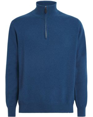 Johnstons of Elgin Cashmere Quarter-Zip Jumper - Blue