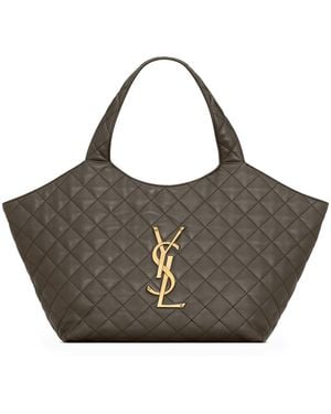 Saint Laurent Medium Icare Quilted Tote Bag - Gray