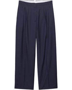 Prada Wool-Mohair Wide-Leg Trousers - Blue