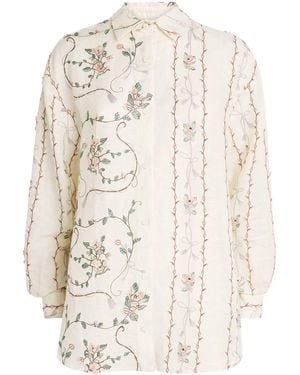 Agua Bendita Linen Cecilia Navegante Shirt - White
