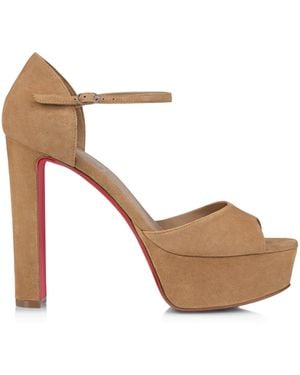 Christian Louboutin Sandaloo Suede Platform Sandals 130 - Natural
