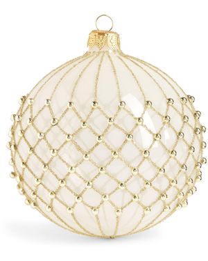 Harrods Glass Glitter Criss-Cross Bauble - Metallic