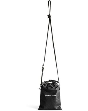 Balenciaga Leather Shopper Phone Holder - Black