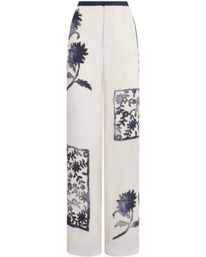 SIR. Philippa Printed Wide-Leg Pants - White