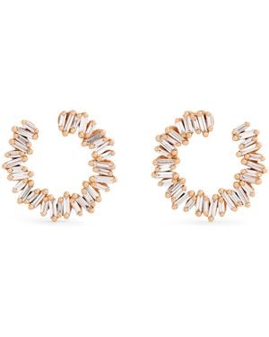 Suzanne Kalan And Diamond Classic Mini Sideways Hoop Earrings - Metallic