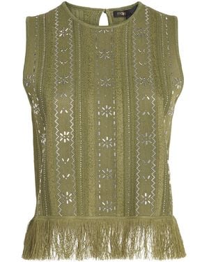 Maje Beaded Fringed Tank Top - Green