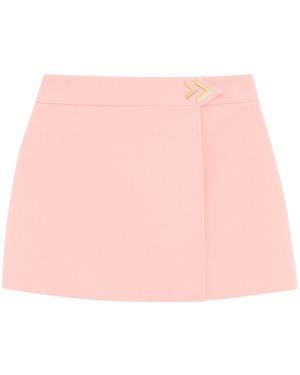 Valentino Virgin Wool Vgold Mini Skirt - Pink