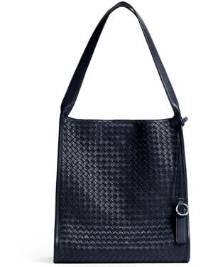 Bottega Veneta Leather Corriere Tote Bag - Blue