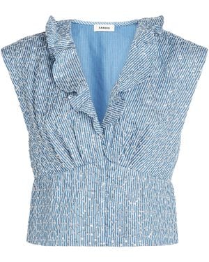 Sandro Sequinned Stripe Top - Blue