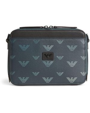 Emporio Armani Coated Canvas Eagle Cross-Body Bag - Grey