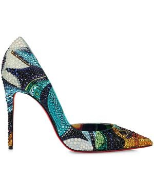 Christian Louboutin Iriza Floral Strass Pumps 100 - Blue
